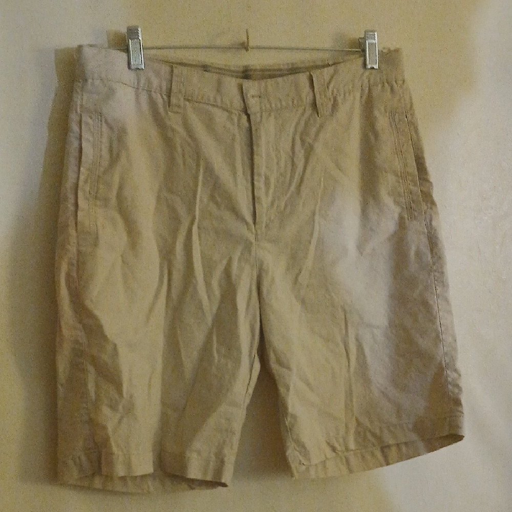 Amiani Beige Flat Front Men's Shorts Size 32 Linen Cotton